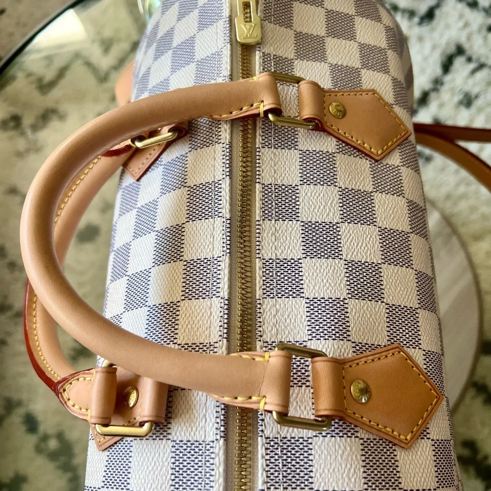 Speedy 30 Damier Azur Bandolier Louis Vuitton - Picture 7 of 12